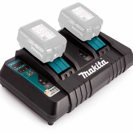 Caricabatterie rapido doppia porta Makita DC18RD per batterie Li-Ion 14,4-18V LXT