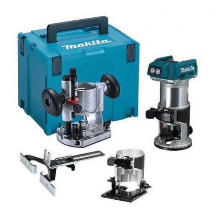 Fresatrice a bordo Makita DRT50ZJX2 18V LXT Brushless – Solo corpo macchina con accessori e valigetta Makpac (senza batteria e caricabatterie)